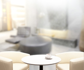 Table Top And Blur Interior Background