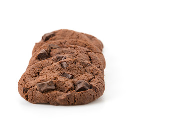 soft dark chocolate brownie cookies on white
