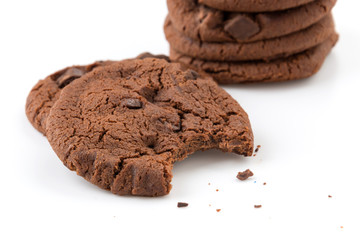 soft dark chocolate brownie cookies on white
