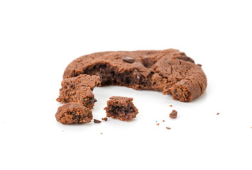 soft dark chocolate brownie cookies on white