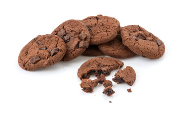 soft dark chocolate brownie cookies on white
