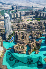 Naklejka premium Dubai downtown. East, United Arab Emirates architecture. Aerial