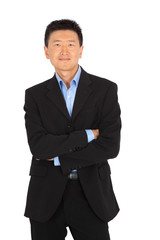 handsome man doing different expressions in different sets of clothes: arms crossed