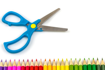 Closeup on colorful school supplies