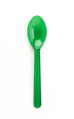 plastic spoon on white background