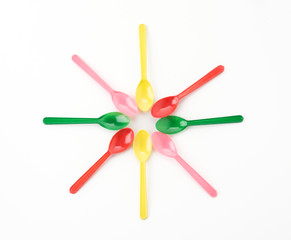 plastic spoon on white background