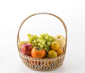 mix fruits on white background