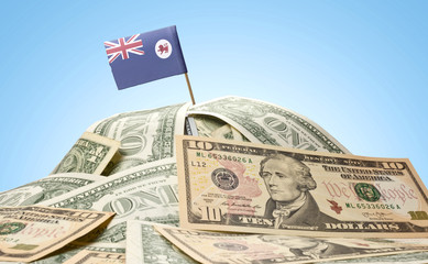 Flag of Tasmania sticking in a pile of american dollars.(series)