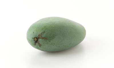 green mango on white background