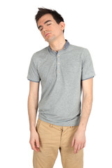 Fototapeta premium Handsome man doing different expressions in different sets of clothes: