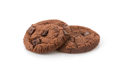soft dark chocolate brownie cookies on white