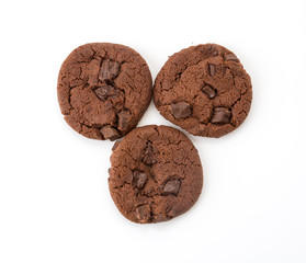 soft dark chocolate brownie cookies on white
