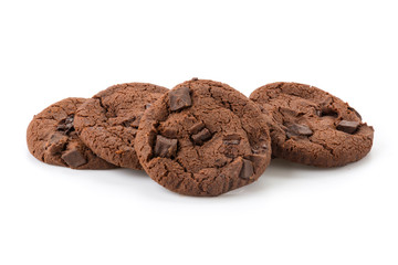 soft dark chocolate brownie cookies on white