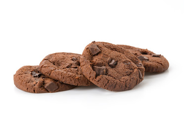 soft dark chocolate brownie cookies on white