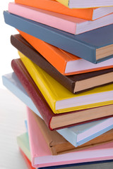 Heap of books close up