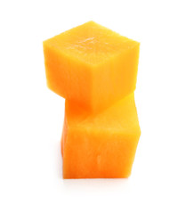 Diced carrot isolated on white