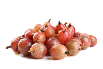Red gooseberry isolated on white