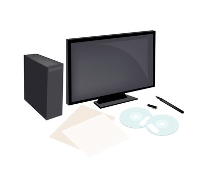 recommend clip art: Computer, Compact Disc with Pen and Blank Paper