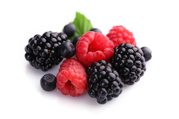 Group of fresh berries isolated on white