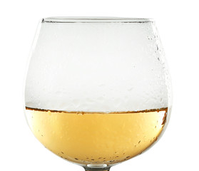 Glass of wine on grey background