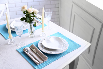 Beautiful table setting close up