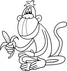 monkey with banana coloring book