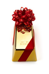 Gold Bar with Red Ribbon, studio shots
