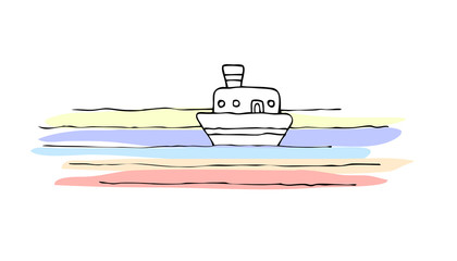 Petit bateau en mer calme et colorée