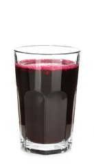 Glass of beet juice isolated on white