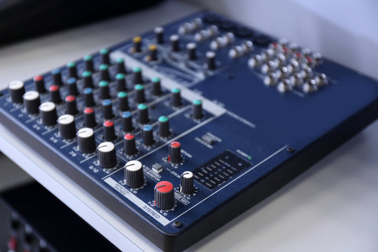 sound music mixer control panel close up