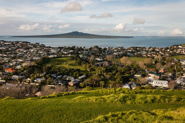 view of Rangitoto Island from Devonport