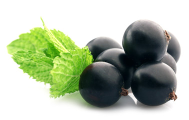 Black currants isolated on white