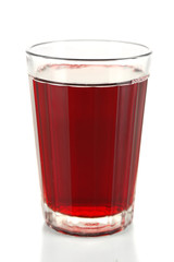 Glass of cherry juice isolated on white