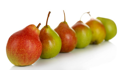 Ripe tasty pears isolated on white