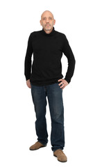 Fototapeta premium Handsome man doing different expressions in different sets of clothes: Full length posing