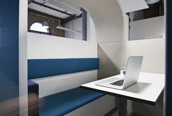 Modern office cubicle with noise protection partition wall