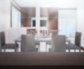 Table Top And Blur Interior Background