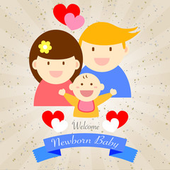 welcome newborn baby happy family