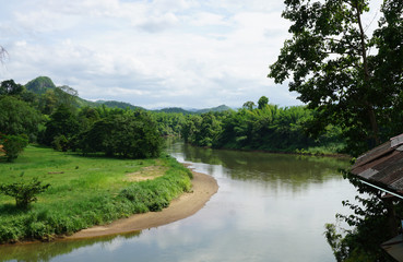 river with forest background in Thailand