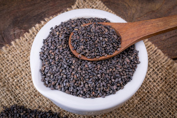 Heap of black Sesame (close-up shot)