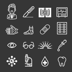 Medicine and Health icons. 