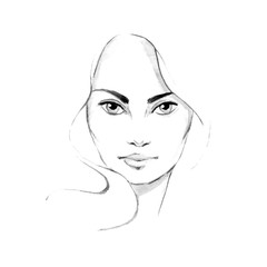 Beautiful woman face 3. Hand-drawn illustration. Vector