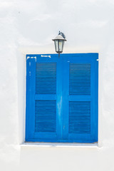 Blue window architecture santorini style