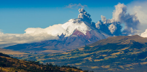 Cotopaxi volcano eruption in Ecuador, South America