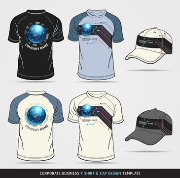 Corporate Identity Business Set. T-shirt and cap Design Template