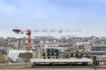 Crane construction with paris skyline