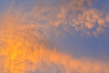 Orange clouds on the sky