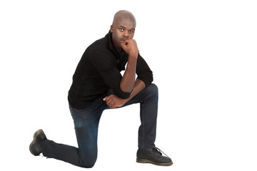 Handsome man doing different expressions in different sets of clothes: posing