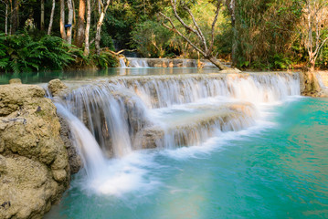 Fototapeta na wymiar Kouangxi waterfall at Luang prabang in Laos.