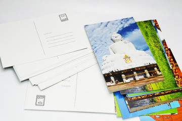 post cards on white bord
